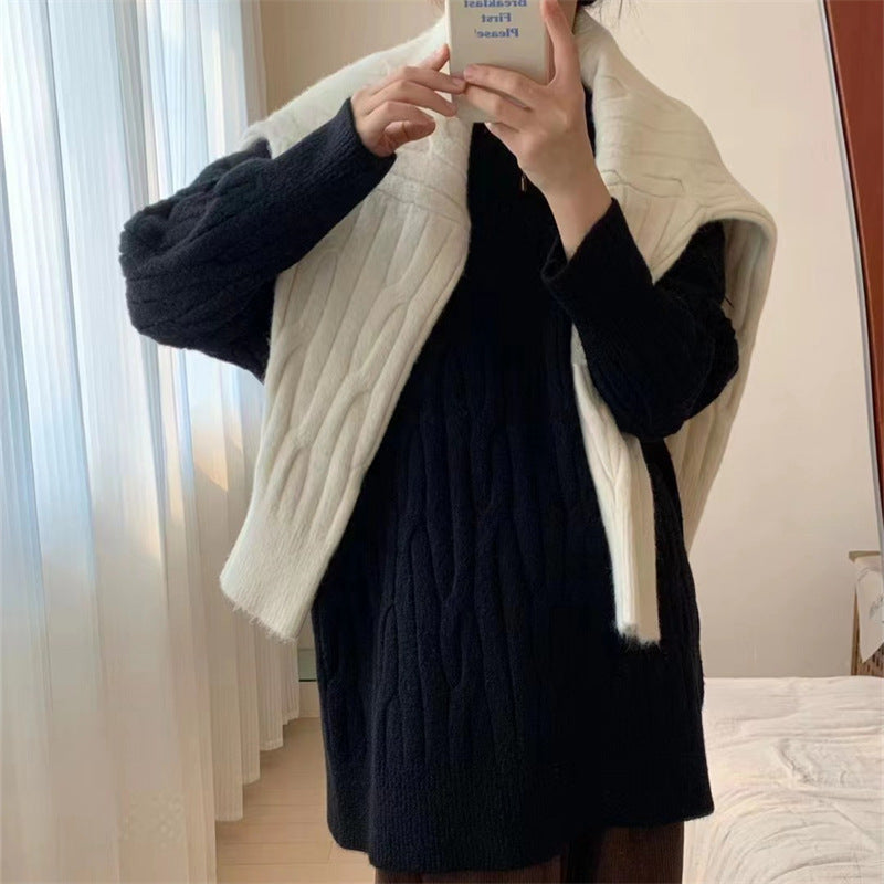 maoxiangshop dti outfits round Neck Sweater Women's Autumn Thickened Twist Internet Celebrity Sweater Ins Trendy Fashion Loose Solid Color Bottoming Sweater