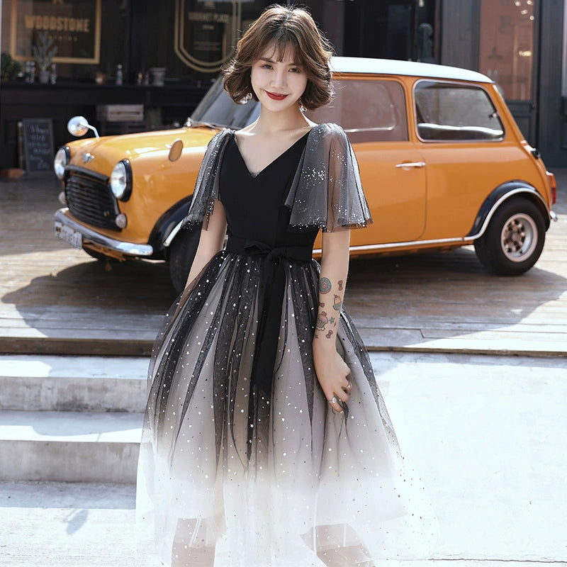 Banquet small evening dress women  new temperament small people can usually wear birthday party medium and long dresses