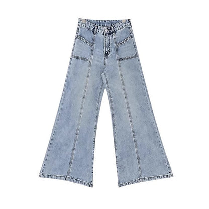 maoxiangshop outfit ideas for school Spring and Autumn 2024 New American High Waist Wide Leg Versatile Jeans Women's Loose Slimming Split Pants Fashion