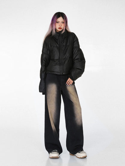 loose thickened white duck down jacket women's winter wear stand-up collar small man warm windproof cotton-padded jacket tide