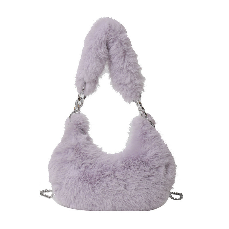 MAOXIANGSHOP 2025 autumn and winter new Korean version niche design popular popular plush portable shoulder bag chain messenger bag bag bag
