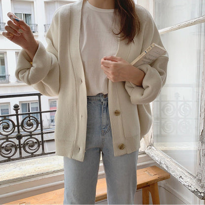 maoxiangshop-shop discover style ideas Thick Sweater Coat for Women Early Autumn New Loose Lazy Casual Korean Style Long Sleeve Knitted Cardigan