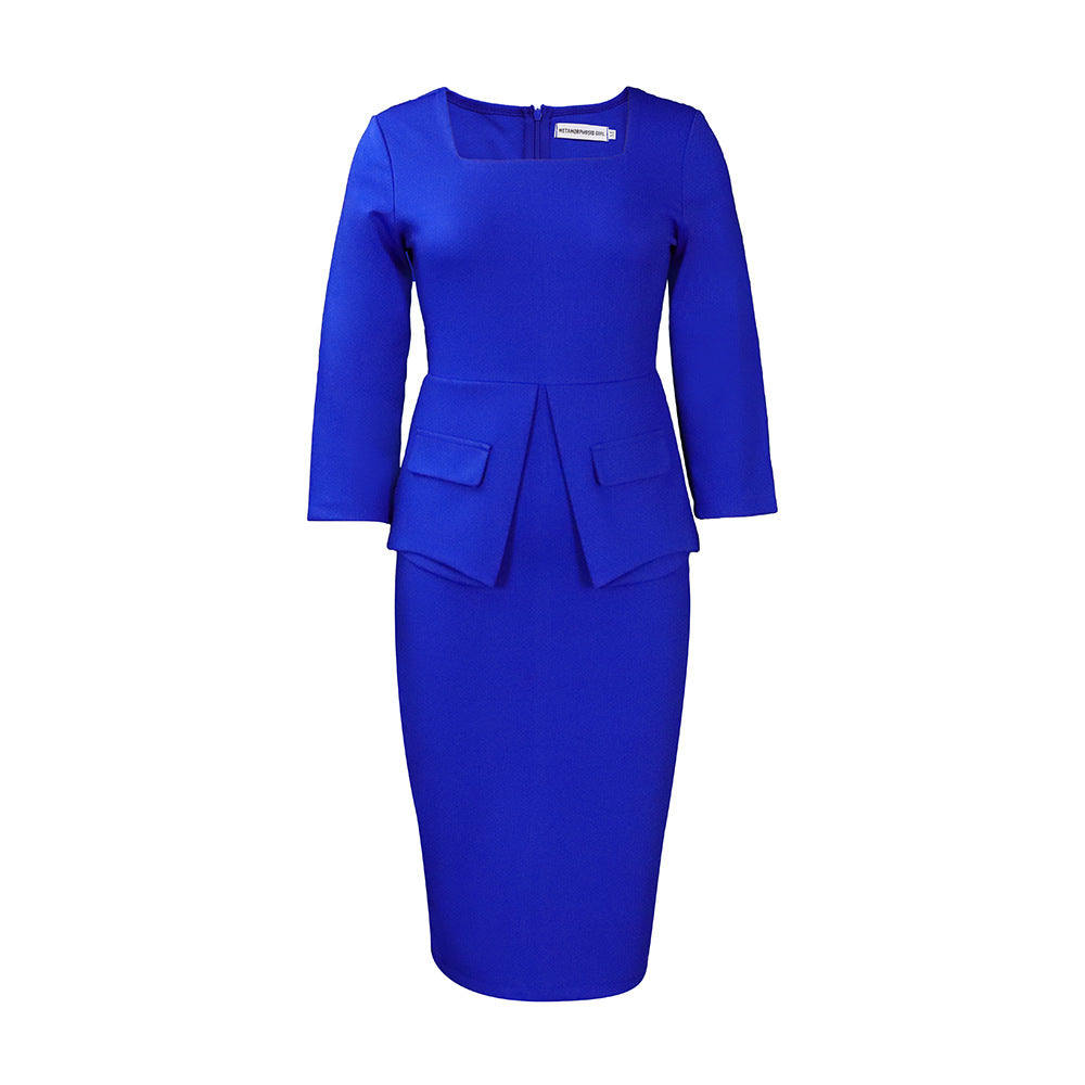 2025 D326 2025 women's clothing 2023 spring new solid color hip wrap temperament elegant commuting African large size Popular trade dress