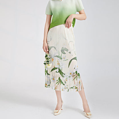 Shenzhen Nanyou high-end women's clothing fringed skirt spring women's skirt printed elastic waist Sanzhai one-step hip wrap skirt
