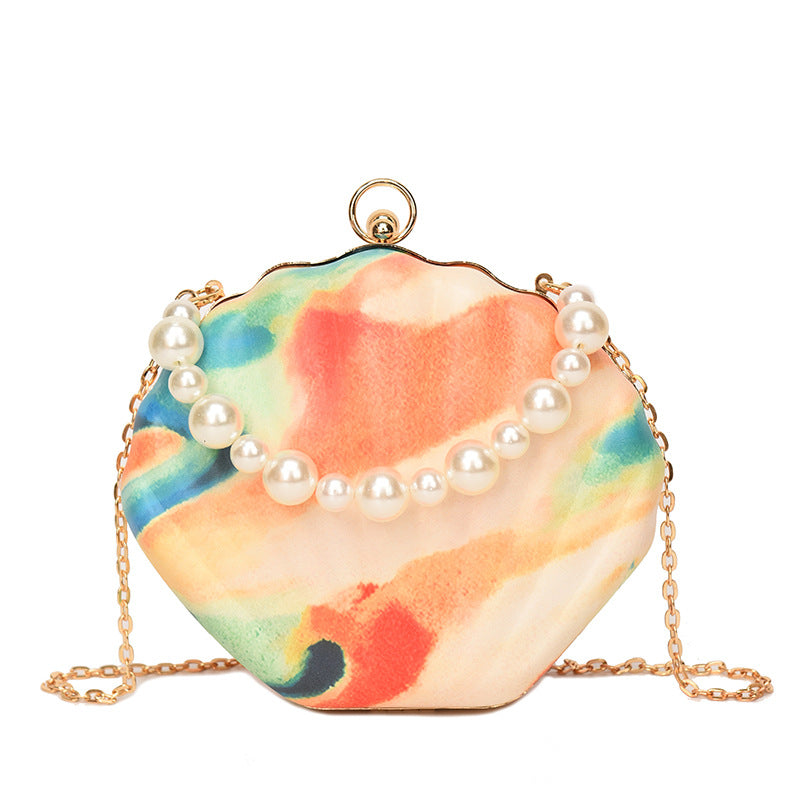 MAOXIANGSHOP 2025 Fashion popular pearl portable shell bag  New new candy color women's bag chain shoulder messenger bag bag