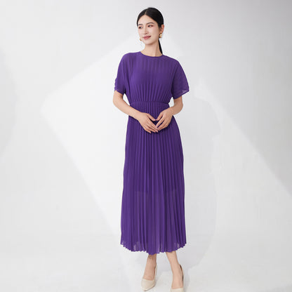 High-quality seaside skirt atmosphere vacation drape lining solid color chiffon waist temperament dress