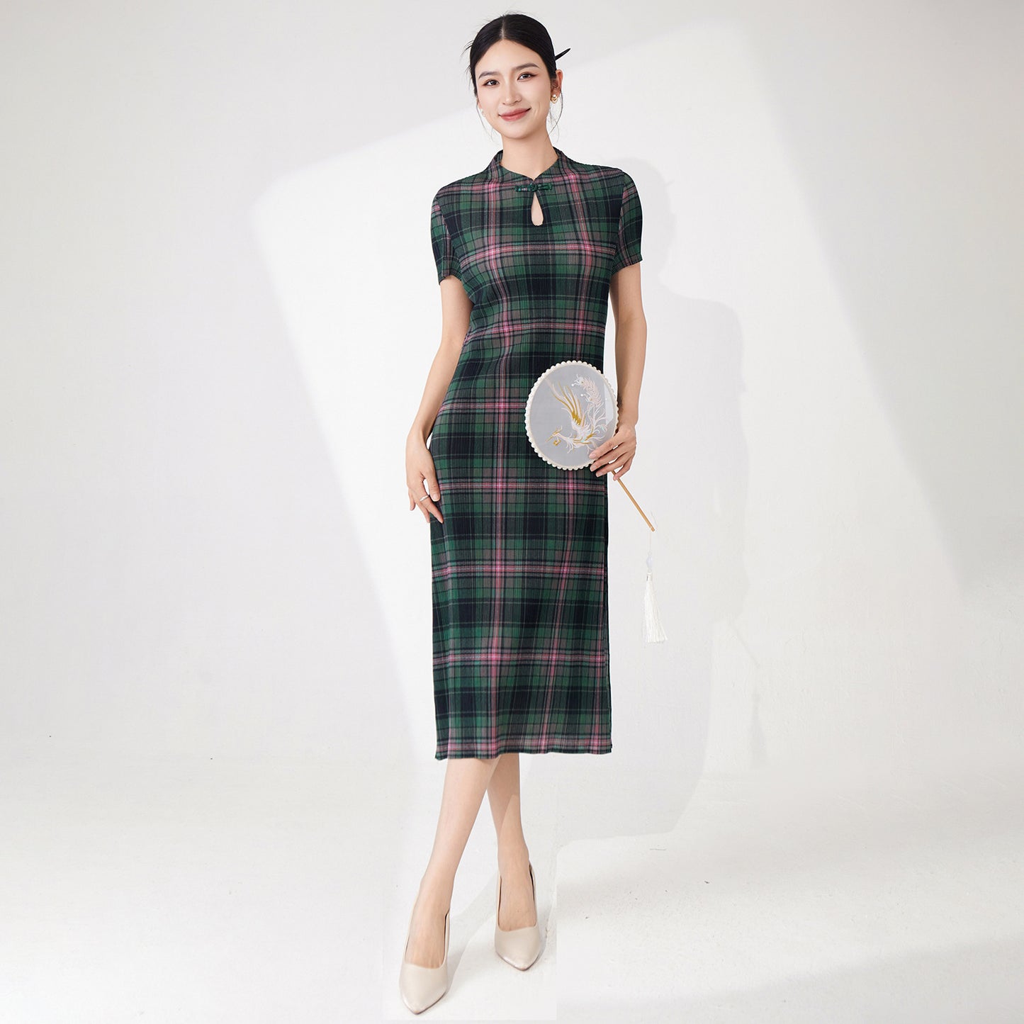 Chinese style cheongsam elegant new Chinese style haute couture improved version cheongsam skirt printed split pleated dress children's summer