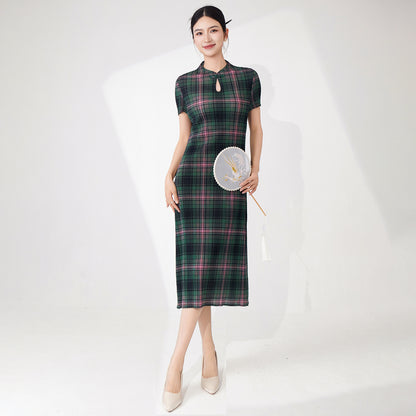 Chinese style cheongsam elegant new Chinese style haute couture improved version cheongsam skirt printed split pleated dress children's summer