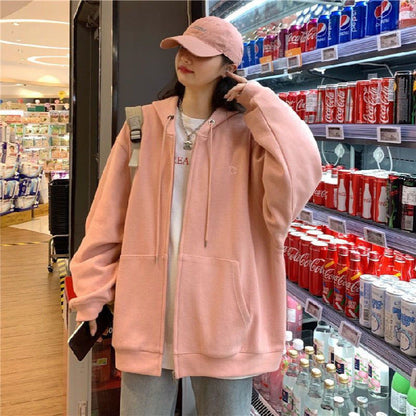 maoxiangshop College Outfits Japanese Sweet Sweater Women's Spring and Autumn 2024 New Loose Chic Lazy Casual Sports Zipper Top Coat