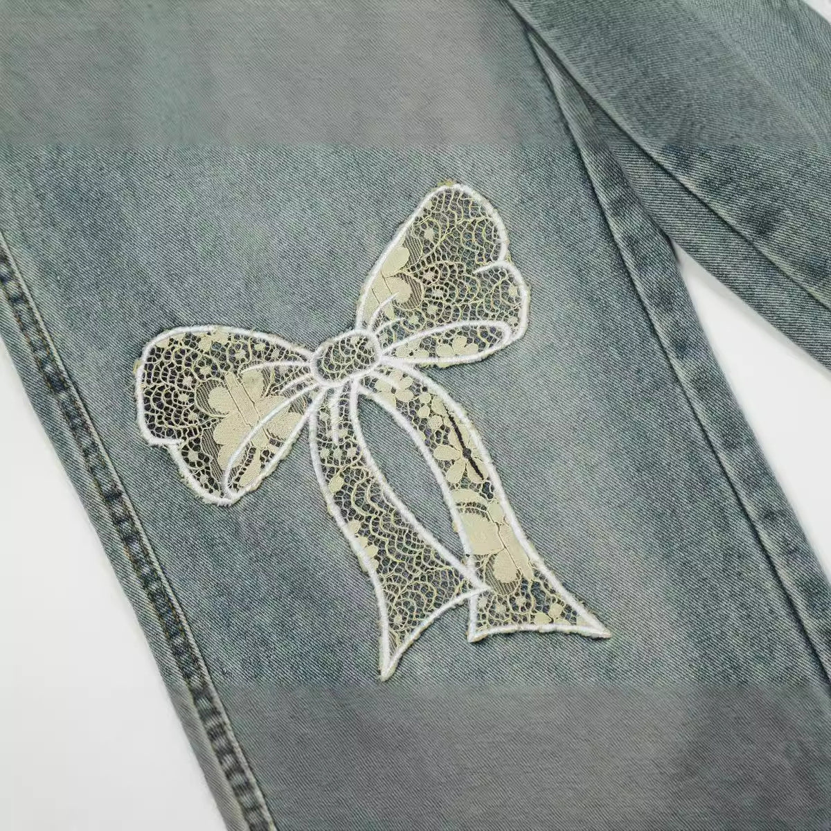 maoxiangshop 2000s fashion 2024 Quality Autumn Street Hipster Embroidered Decorative Straight Pants Women's Jeans