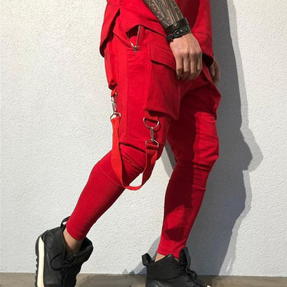 maoxiangshop-shop picture day outfit Men's Multi-Pocket Drawstring Casual Trousers Men's Autumn New Overalls Men's High Street Hip Hop Book Bag Trousers