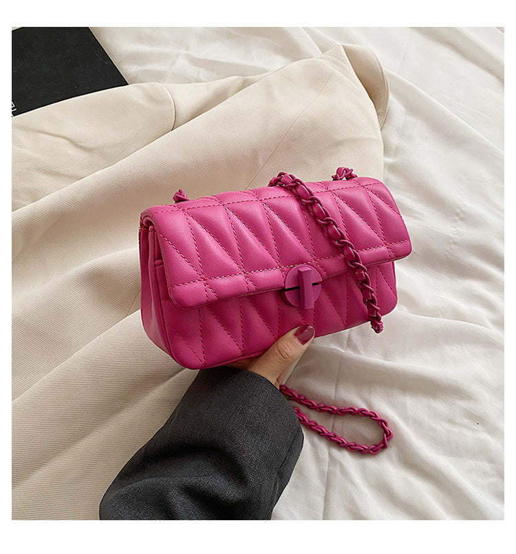 MAOXIANGSHOP 2025 Single shoulder niche design embroidery thread diamond messenger bag  new fashion versatile chain simple women's bag