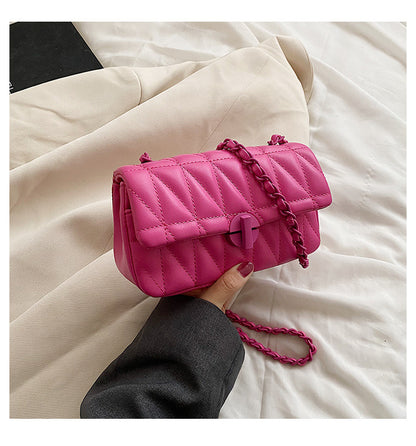 MAOXIANGSHOP 2025 Single shoulder niche design embroidery thread diamond messenger bag  new fashion versatile chain simple women's bag