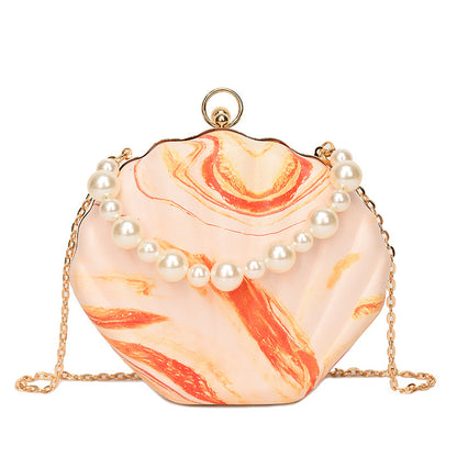 MAOXIANGSHOP 2025 Fashion popular pearl portable shell bag  New new candy color women's bag chain shoulder messenger bag bag