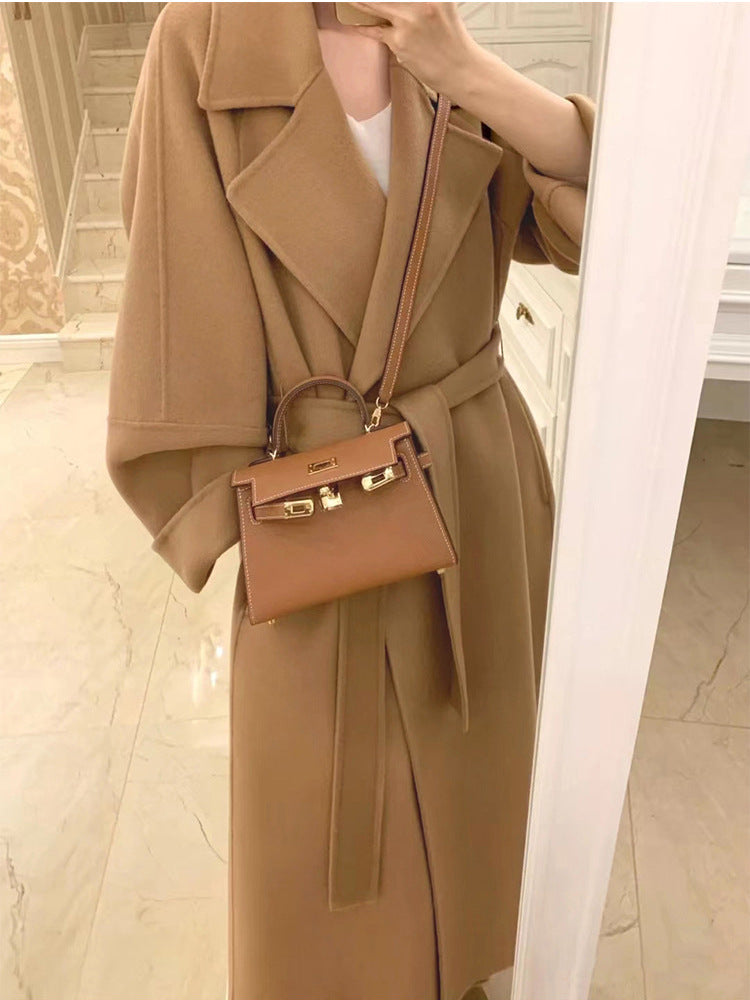 maoxiangshop barn jacket outfits Red Woolen Coat Women's Mid-Length 2024 Spring and Autumn New Loose Woolen Coat