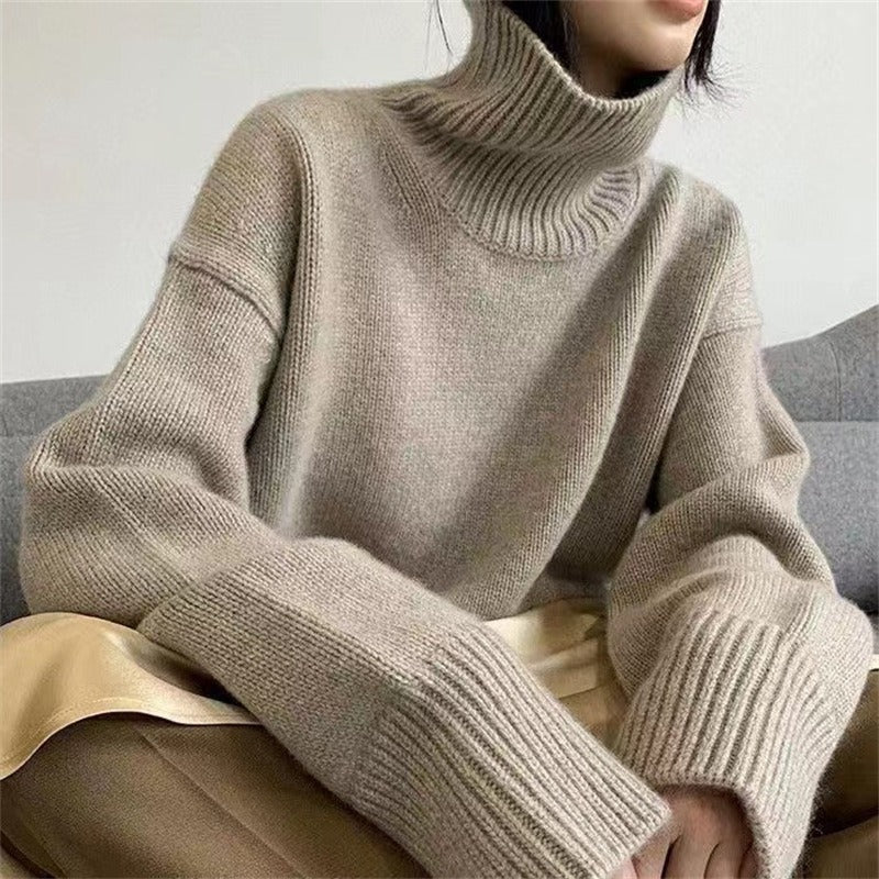 maoxiangshop fall outfits 2024 Knitwear Women's Turtleneck Pullover Women's New Loose Lazy Style Slimming Solid Color Bottoming Shirt Top Women's