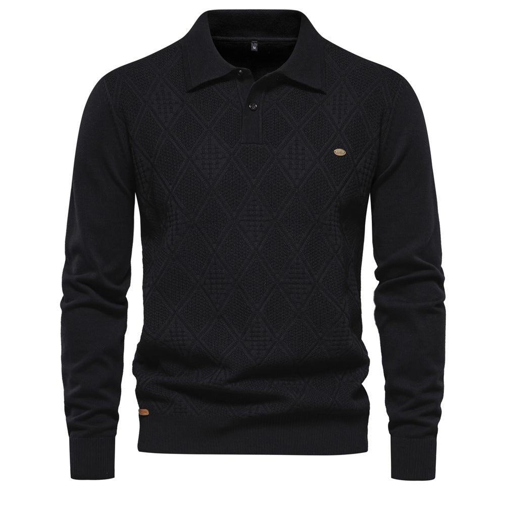 MAOXIANGSHOP 2025 autumn and winter new top long-sleeved men's sweater slim-fitting lapel high-quality men's Popularan-size knitted sweater