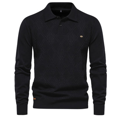MAOXIANGSHOP 2025 autumn and winter new top long-sleeved men's sweater slim-fitting lapel high-quality men's Popularan-size knitted sweater
