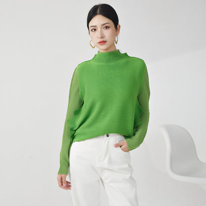 2025 Early autumn high-end top temperament semi-turtleneck irregular vest design niche versatile  T-shirt