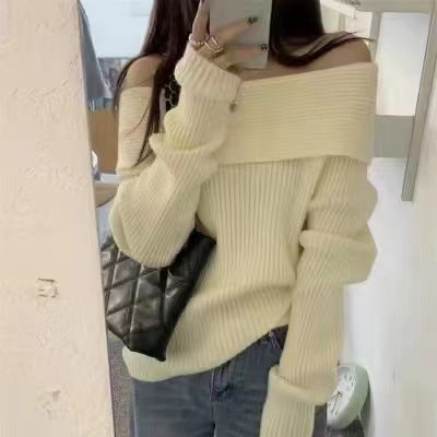 maoxiangshop-shop fashion outfits off-Shoulder off-Shoulder Sweater Women's Clothing Autumn and Winter New High-Grade Wear Sweater Women's Bottoming Underwear