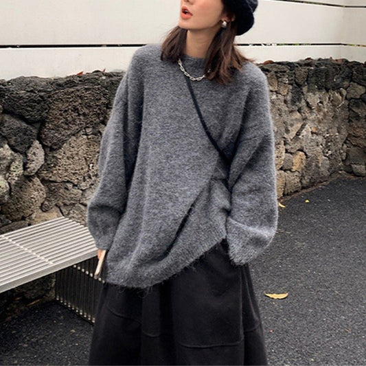 maoxiangshop-shop fall outfits 2024 Autumn and Winter Japanese Style Fresh Soft Milk Lazy Style Sweater Women's Solid Color Base Solid Color Casual Loose Knitted Pullover