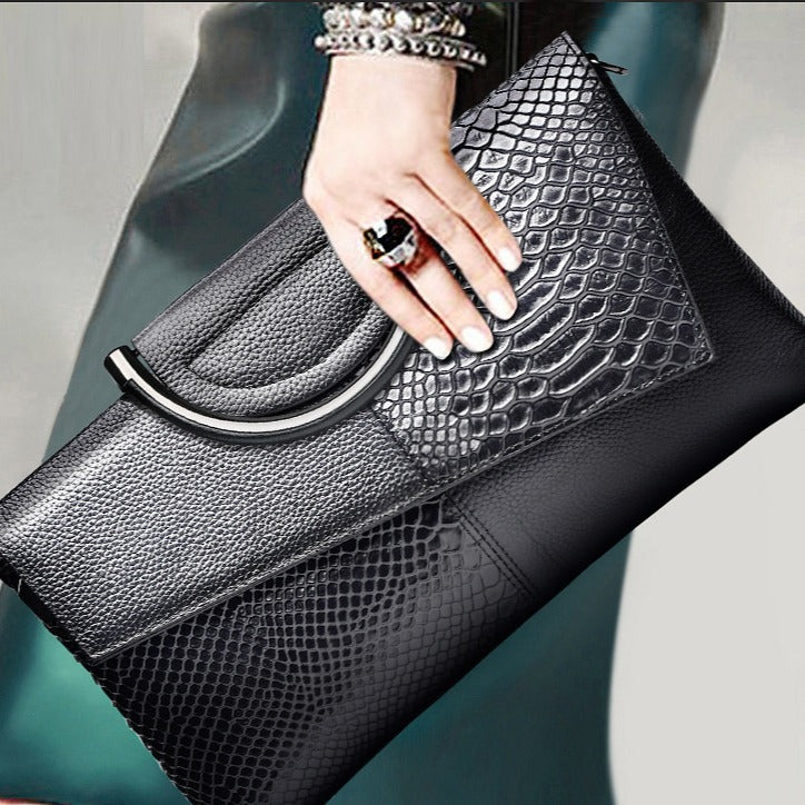 MAOXIANGSHOP 2025 Handbag Women's Popularan, 2025n retro business style banquet handbag Crocodile pattern snake pattern fashionable and atmospheric large-capacity handbag