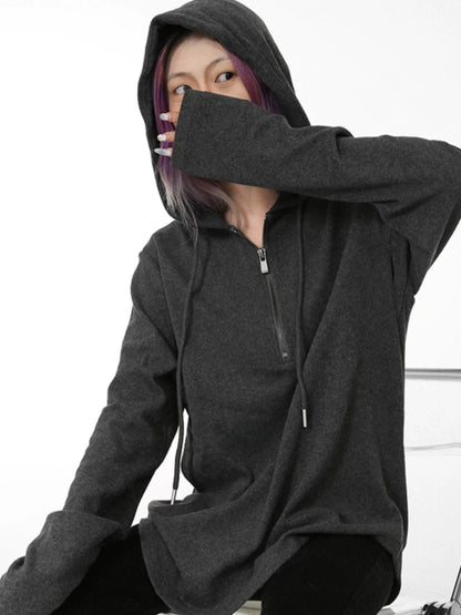 Lazy Wind Loose Half Zipper Bottom Sweater Women's Versatile Casual Elastic Skinny Early Spring Wear Top