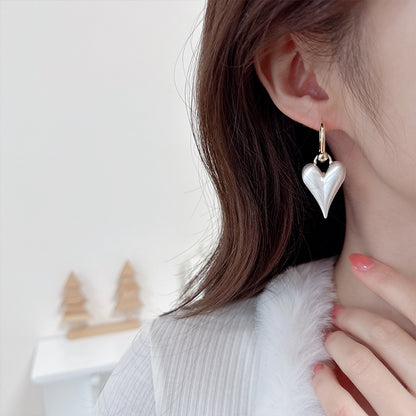 2025 Real gold electroplating love brushed ear buckles  ins cold style fashion creative earrings light luxury high-end earrings