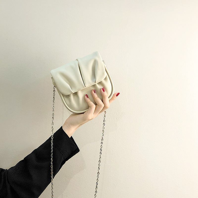 MAOXIANGSHOP 2025 Summer mini mini small bag niche high-end texture pleated chain bag new trendy messenger cloud small square bag