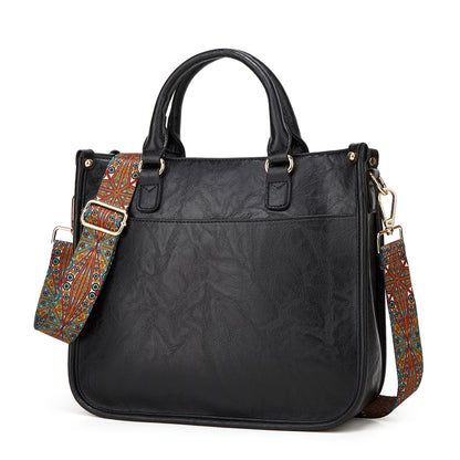 MAOXIANGSHOP Hot trade bag women's popular new women's bag 2025 retro tote bag single shoulder casual simple wide shoulder strap messenger bag