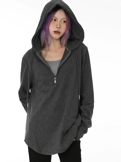 Lazy Wind Loose Half Zipper Bottom Sweater Women's Versatile Casual Elastic Skinny Early Spring Wear Top