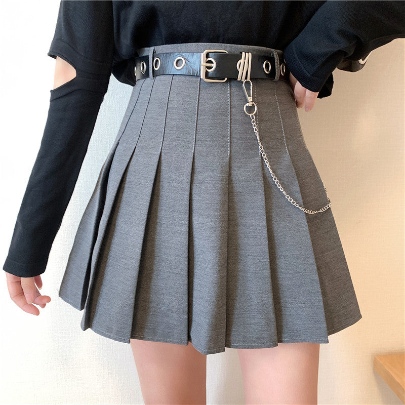 maoxiangshop-shop gothic dti 2024 Korean Style New High Waist Slimming Design Sense Niche Pleated Skirt A- Line Skirt Women's Skirt