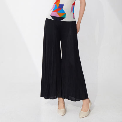 Black wide-leg pants women's thin senior sense elastic waist drape loose flared pants fashionable versatile casual pants