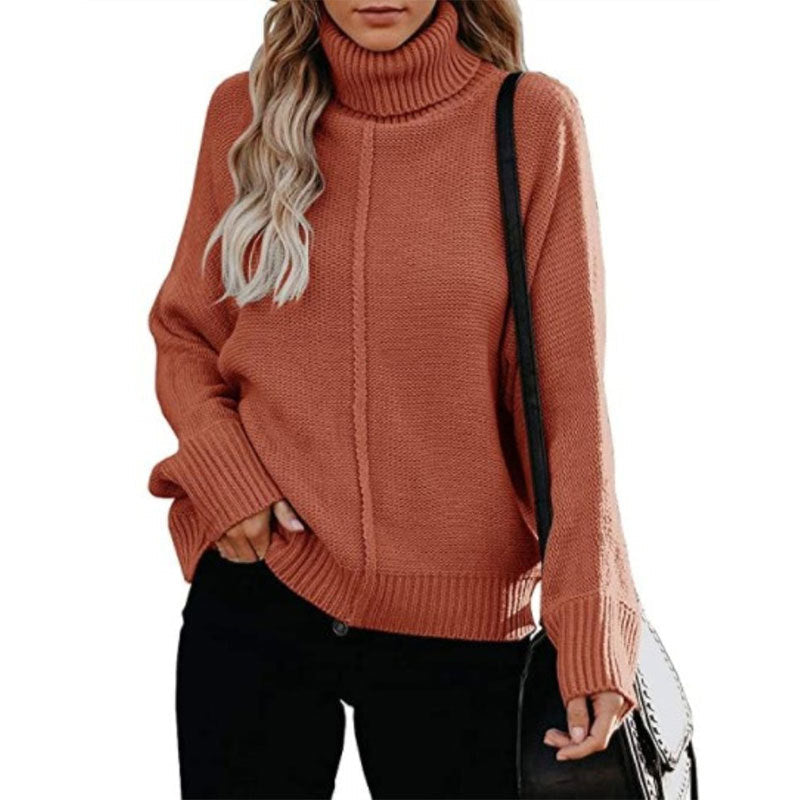 maoxiangshop-shop fall outfits women Autumn and Winter New Knitted Thick Line Long Sleeve Solid Color Pullover Temperament Commuter Turtleneck Sweater