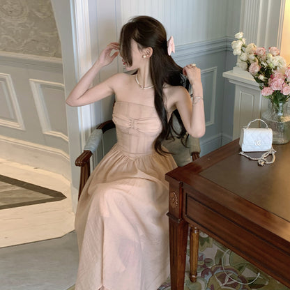 2025 Pure desire style sexy tube top dress women's summer niche design high-end skirt  chic waist long dress