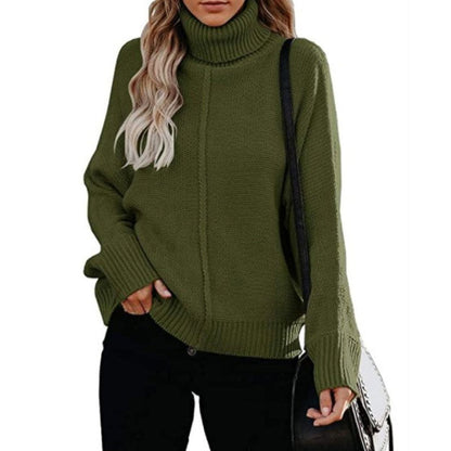 maoxiangshop-shop fall outfits women Autumn and Winter New Knitted Thick Line Long Sleeve Solid Color Pullover Temperament Commuter Turtleneck Sweater