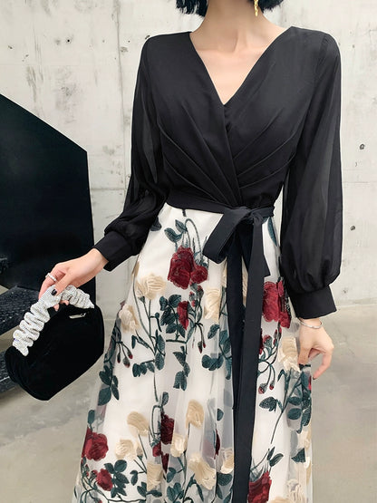 High-end small evening dress skirt women's design sense light luxury niche socialite banquet temperament black long annual meeting host