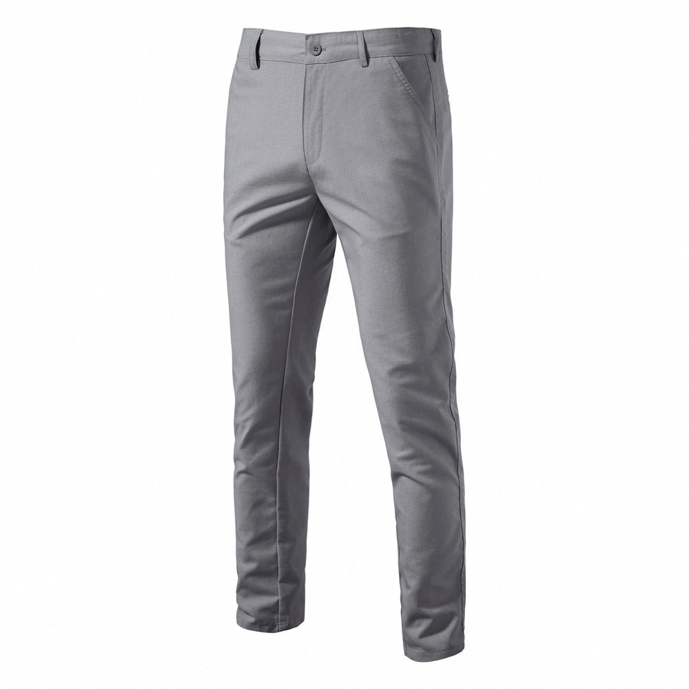 MAOXIANGSHOP 2025 Autumn new men's cotton and linen casual pants breathable straight teen solid color versatile men's trousers