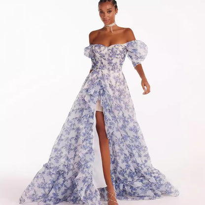 MAOXIANGSHOP 2025 New new off-the-shoulder 2025 women's clothing fashion organza fairy long temperament evening dress dress