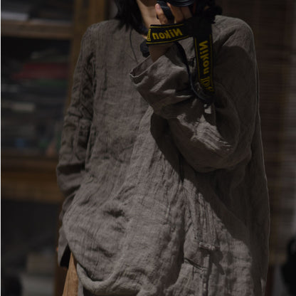 2025 25/2 SN122 retro texture linen handmade buckle three-dimensional robe