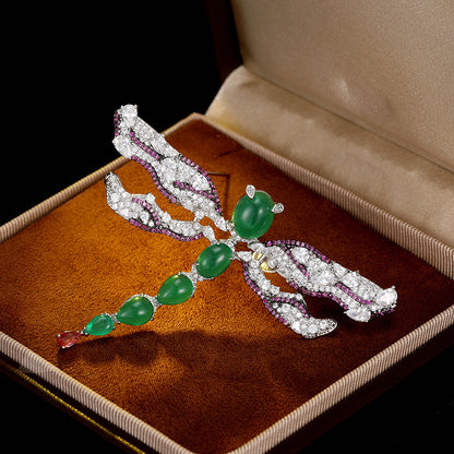 2025 Light luxury retro luxury temperament dragonfly brooch female personality creative insect pin fashion high sense coat corsage