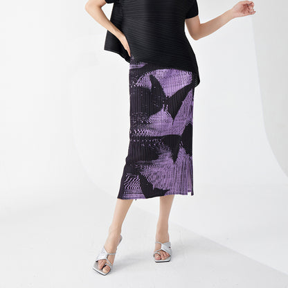 high-quality pleated skirt, high-end medium and long split summer women's one-step hip skirt, slit skirt