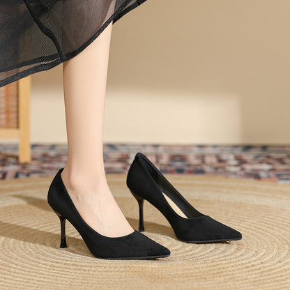 2025 811-A Sexy black high heels women's thin heels pointed single shoes women's 2025 new shallow bridesmaid banquet shoes