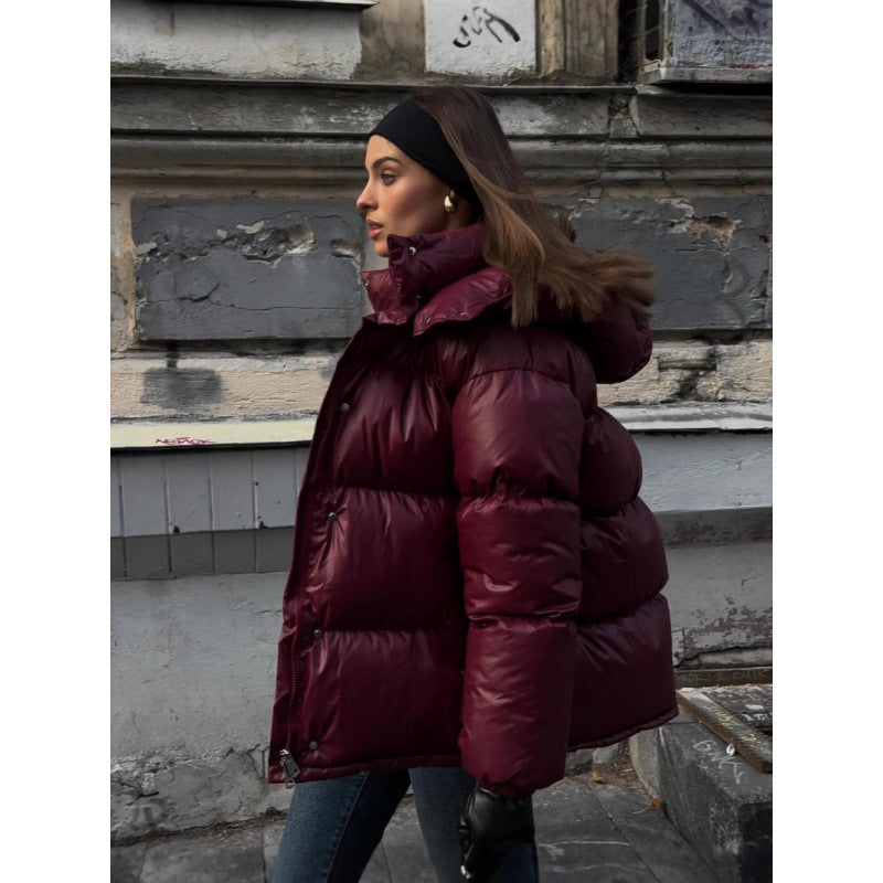 MAOXIANGSHOP 2025 Winter popular New Popular trade new temperament warm red hooded cotton clothes bread clothes