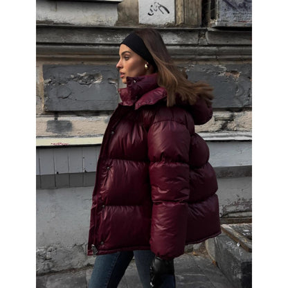 MAOXIANGSHOP 2025 Winter popular New Popular trade new temperament warm red hooded cotton clothes bread clothes