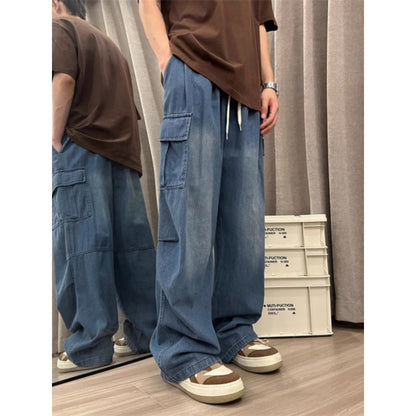 maoxiangshop-shop summer outfits men Jinbukang Japanese Cityboy Denim Pants Men's Spring and Autumn plus Size Overalls Ins Trendy High Street Ruan Handsome Loose