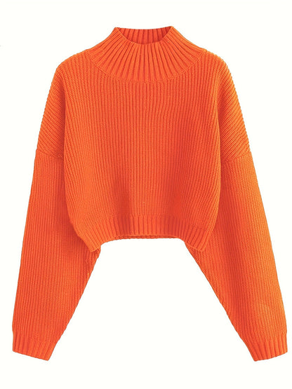 maoxiangshop fall outfits women Retro Knitted Soft Glutinous Loose Undershirt Solid Color Half Turtleneck Pullover Gentle Style Women's Clothing