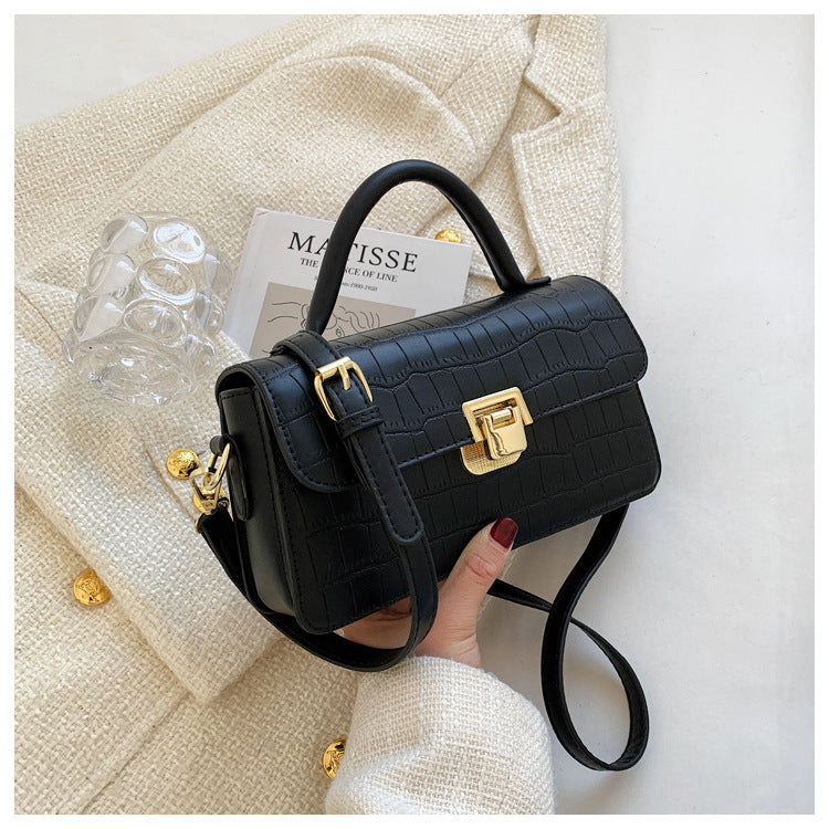 MAOXIANGSHOP 2025 Bag Women's  New Women's Bag Textured Stone Pattern Portable Small Square Bag Fashion Versatile Popular Shoulder Crossbody Bag