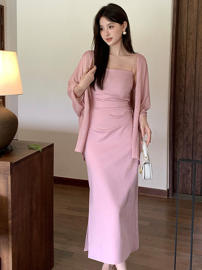 2025 summer clothing new high waist and thin temperament suspender dress high-end long dress children 88192
