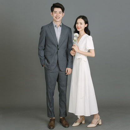 2025 Get the certificate and register the small white dress Hepburn slim  satin light wedding dress small dress small engagement dress women